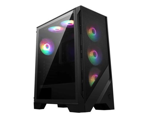 Boîtier PC gaming MSI MAG FORGE 120A AIRFLOW moyen tour noir avec panneau latéral verre trempé