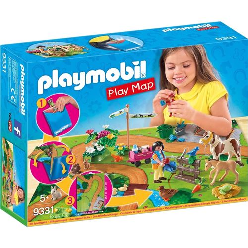 Playmobil Play Map Le club d'équitation 9331 Cavaliers et poneys avec support de jeu