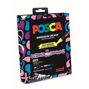 Pochette 4 marqueurs Posca PC5M Pop Modèle aléatoire