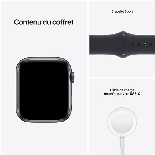 Apple Watch SE GPS + Cellular, 44mm boitier aluminium gris sidéral avec  bracelet sport noir - Apple Watch - Achat & prix | fnac