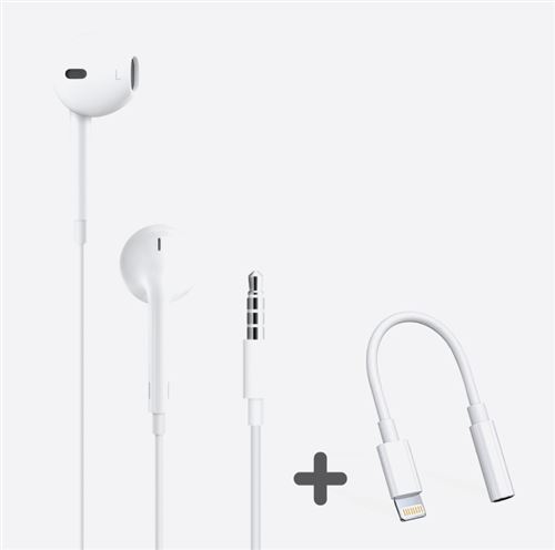 Ecouteurs Apple EarPods neufs repackagés jack3.5mm + connecteur Lightning