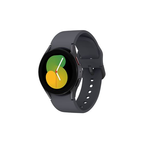 Montre connectée Samsung Galaxy Watch5 Boîtier Aluminium 40 mm Noir et Gris avec Bracelet Silicone Noir VERSION IMPORT