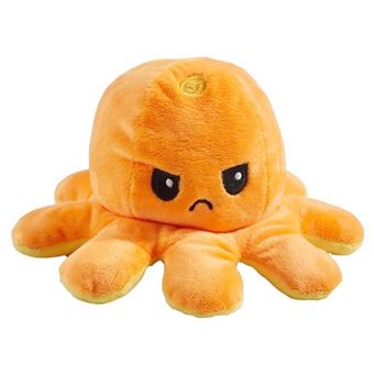 Animal en peluche Fortus Pieuvre réversible XL Jaune et Orange