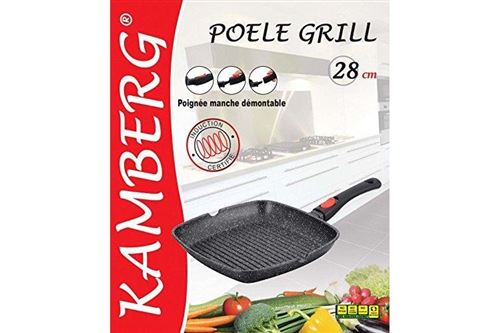 Kamberg - Poêle Grill 28 x 28 cm - Manche Amovible - Fonte d'Aluminium -  Revêtement Type Pierre - Tous Feux dont Induction - Sans PFOA - 0008029 :  : Cuisine et Maison