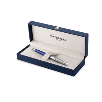 WATERMAN Hemisphere Deluxe Stylo bille, bleu, capuchon ciselé, recharge bleue pointe moyenne, Coffret cadeau