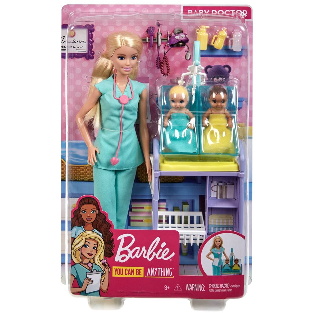 Barbie Métiers coffret poupée Pédiatre blonde avec cabinet médical