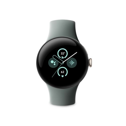 Montre connectée Google Pixel Watch 2 Boîtier en aluminium Doré Bracelet sport Vert Sauge 4G LTE