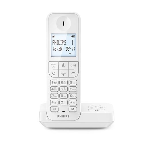 Téléphone Fixe Philips D2751W Solo – Sans Fil avec Répondeur et Écran Rétroéclairé