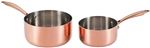 Set de 2 casseroles 16-20 cm manche fixe - 3 couches : Acier Inoxydable-Aluminium - Cuivre - Poignees rivetees - Tous feux dont induction