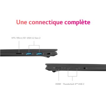 PC Portable LG gram 17Z90Q-G.AD78F 17" Intel Core i7 32 Go RAM 1 To SSD Noir