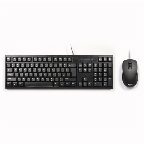 Pack Clavier + Souris filaire Port Designs Noir