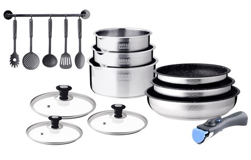 Batterie de cuisine Arthur Martin Set 15 Pcs INOXAM1275 Argent Métal
