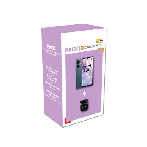 Pack Smartphone Xiaomi Redmi 13C 6,74 5G Double SIM 128 Go Bleu + Redmi Buds 6 Play