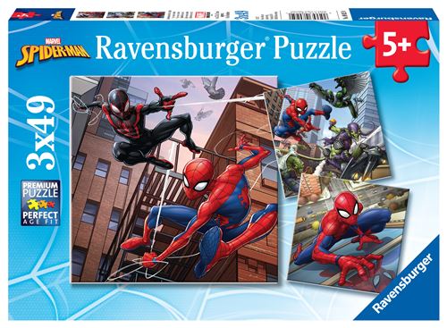 Puzzles 3 x 49 pièces Ravensburger Spider-Man en action