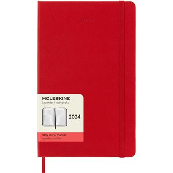 Agenda civil journalier Moleskine 2024 12 mois Grand Format Couverture Dure Rouge