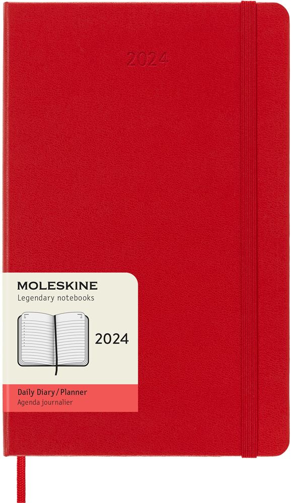 Agenda civil journalier Moleskine 2024 12 mois Grand Format Couverture Dure  Rouge - Agenda civil - Achat & prix