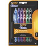 Blister de 6 Stylos-Gel Rétractables BIC Gel-ocity Quick Dry Couleurs Assorties