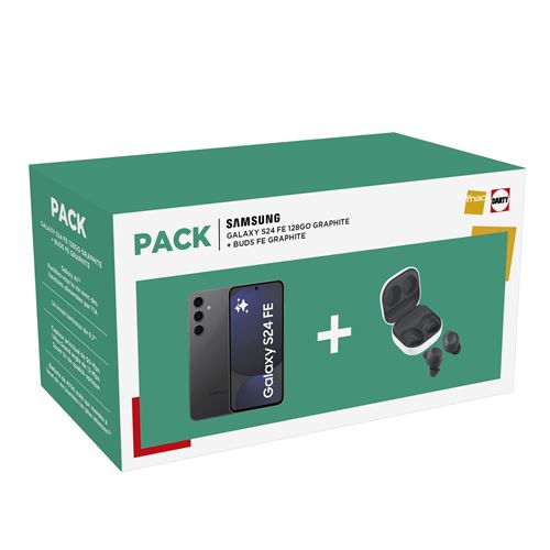 Pack Smartphone Samsung Galaxy S24 FE 6,7 5G Nano SIM 128 Go Graphite + Buds FE Graphite Pack Smartphone Samsung Galaxy S24 FE 6,7 5G Nano SIM 128 Go Graphite + Buds FE Graphite