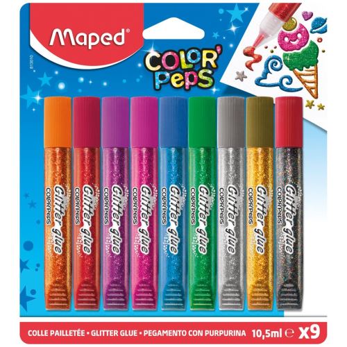 Colle Pailletée Maped Color'Peps 9 x 10,5 ml