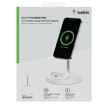 Station de recharge sans fil 2 en 1 Belkin avec MagSafe pour Apple AirPods  et iPhone 12 Blanc - Chargeur pour téléphone mobile