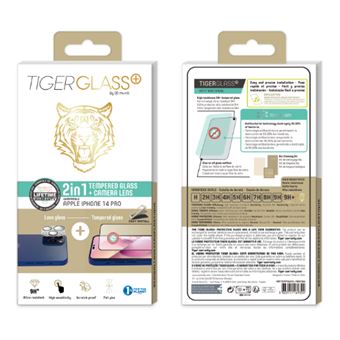 Pack Caméra Lens + TPG antibactérien TigerGlass pour iPhone 14 Pro Transparent