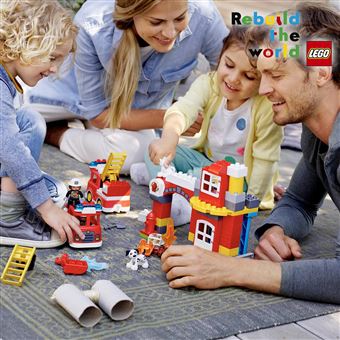LEGO 10901 Duplo Town Le Camion De Pompiers Jouet pour Enfants 2-5 Ans avec  Son, Lumière et Figurine De Pompier