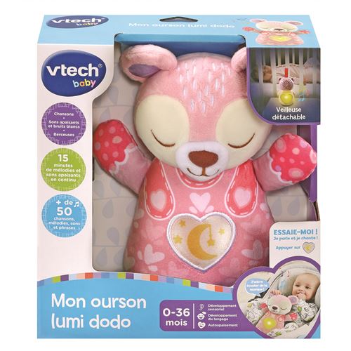 Vtech Baby - Peluche interactive Mon ourson Lumi Dodo - Rose - Image 2