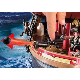 Playmobil 70411 Bateau Pirates - Les Pirates - Navire de Guerre - en quête du trésor - avec Trois Personnages, Deux canons et Un Bateau Flottant - Aventure - Dès 5 Ans