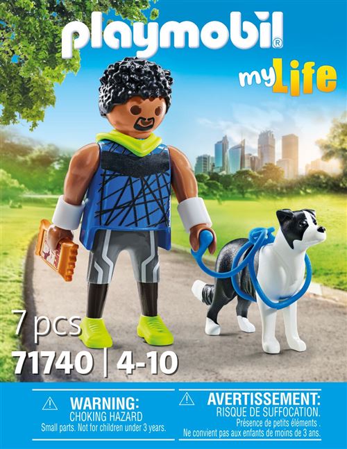 Playmobil My Life 71740 Homme Sportif avec Border Collie