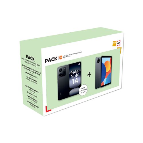 Pack Smartphone Xiaomi Redmi Note 14 6,67 Double nano SIM 256 Go Noir + Redmi PAD SE 8.7