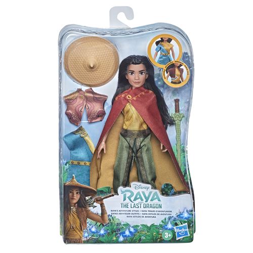 Poup&eacute;e Disney Princesses Raya avec ses tenues d'aventuri&egrave;res