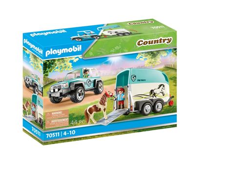 Playmobil Country 70511 Voiture Avec Remorque Pour Poney