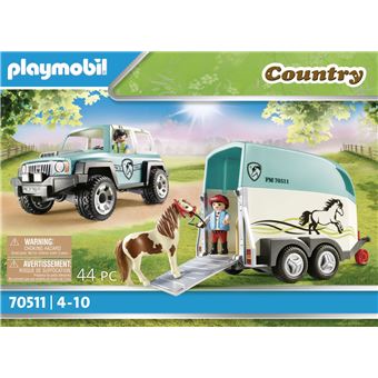 Playmobil Country 70511 Voiture avec remorque pour poney