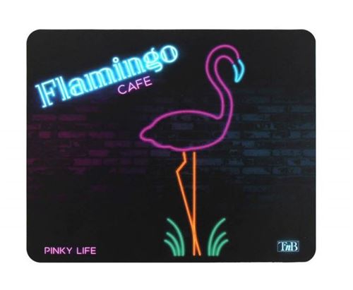 Tapis de souris T'nB Neon Flamant, format grand, noir, en caoutchouc et métal, compatible souris laser et optique - Image 3