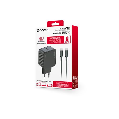 Nacon Adaptateur Secteur Pour Recharger La Switch Et La Switch 2 65 Watts Câble De Recharge Fourni Usb C À Usb C - vue 3