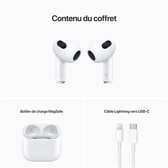 Apple AirPods 3 avec boîtier de charge Magsafe Ecouteurs sans fil True Wireless