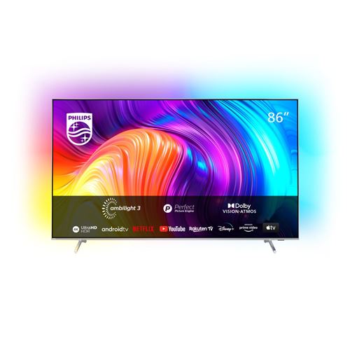 TV LED Philips Ambilight 86PUS8807/12 217 cm 4K UHD Android TV Argent clair 2022