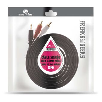 Câble stéréo Freaks And Geeks Jack 3.5 mm Mâle vers 2 RCA Mâle Noir 3 m