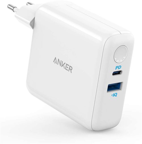 Batterie portable Anker 5000 mAh et chargeur 18 W PD Blanc