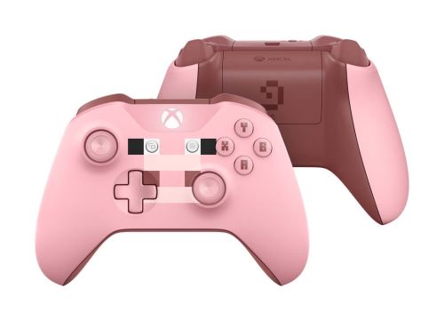 Manette Xbox One Microsoft Sans Fil Edition Limitée Minecraft Pig + Code d’essai Live Gold de 14 jours