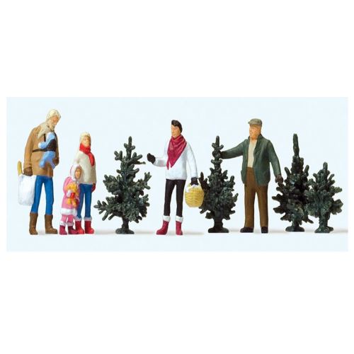Modélisme HO : Figurines : Achat du sapin de Noël Preiser