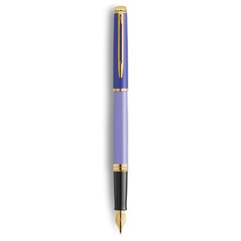Stylo plume Waterman Hémisphère - en métal et laque violette avec finition  en plaqué or - plume fine en plaqué or - coffret cadeau