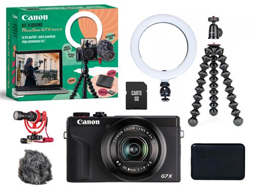 Kit Vlogging CANON G7X Mark III + Ring Light + Micro Rode + Accessoires -  Appareil photo compact - Achat & prix