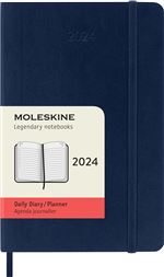 Agenda civil journalier Moleskine 2024 12 mois Format de Poche Couverture Souple Bleu Saphir