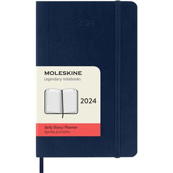 Agenda civil journalier Moleskine 2024 12 mois Format de Poche Couverture Souple Bleu Saphir