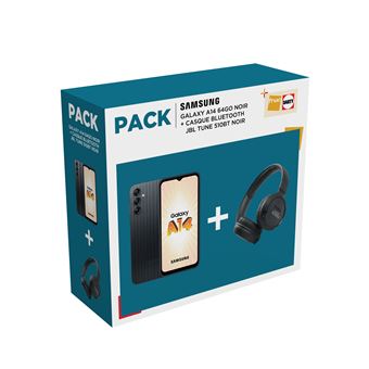 Pack Smartphone Samsung Galaxy A14 6,6" 4G Double SIM 64 Go Noir + Casque Bluetooth JBL Tune 510BT Noir