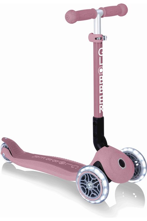 Globber - Trottinette 3 roues JUNIOR FOLDABLE LIGHTS ECOLOGIC Rose Berry