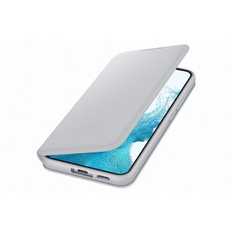 Etui Folio Smart LED View pour Samsung Galaxy S22+ Gris clair