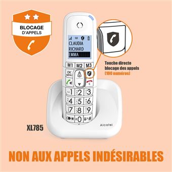 Téléphone fixe sans fil avec répondeur Alcatel XL785 Duo Blanc - Cdiscount  Téléphonie