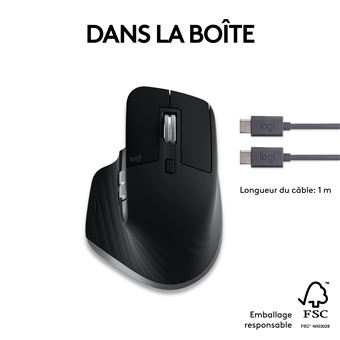 Logitech Master Series MX Master 3S for Mac - Souris - ergonomique - optique - 7 boutons - sans fil - Bluetooth, 2.4 GHz - gris sidéral - pour Apple MacBook